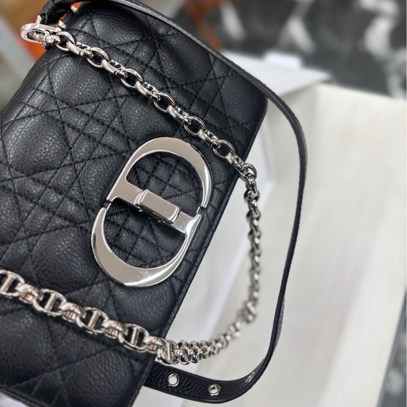 【近新閒置品】迪奧 Dior 黑銀荔面牛皮小號Caro 24年編碼-3