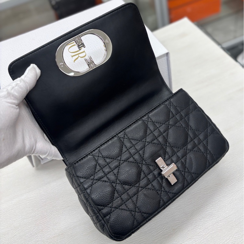 【近新閒置品】迪奧 Dior 黑銀荔面牛皮小號Caro 24年編碼-4