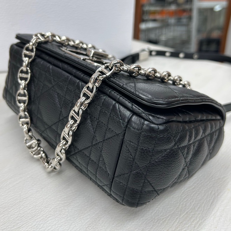 【近新閒置品】迪奧 Dior 黑銀荔面牛皮小號Caro 24年編碼-5