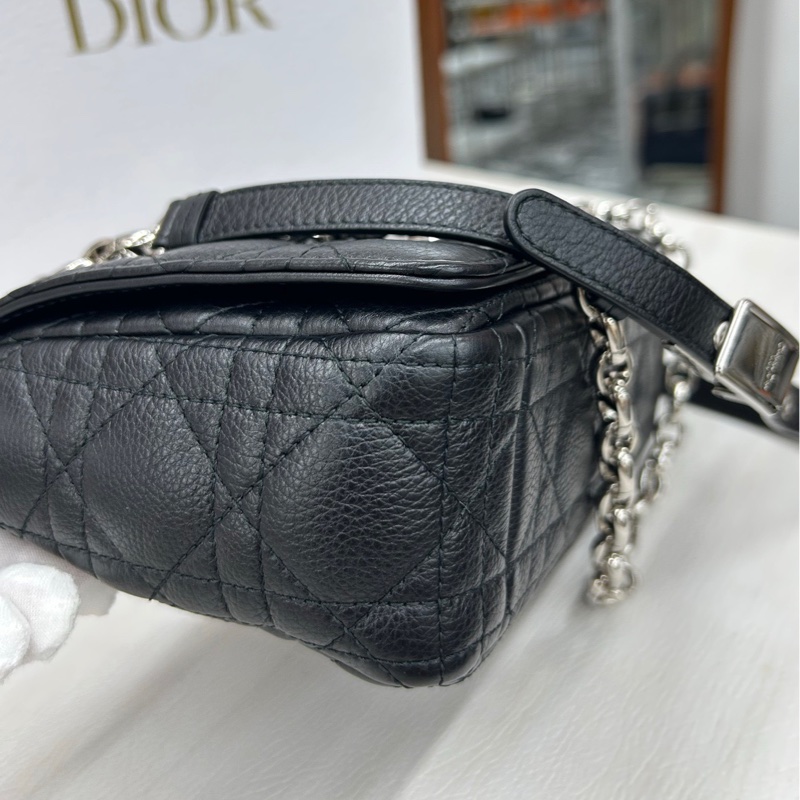 【近新閒置品】迪奧 Dior 黑銀荔面牛皮小號Caro 24年編碼-6