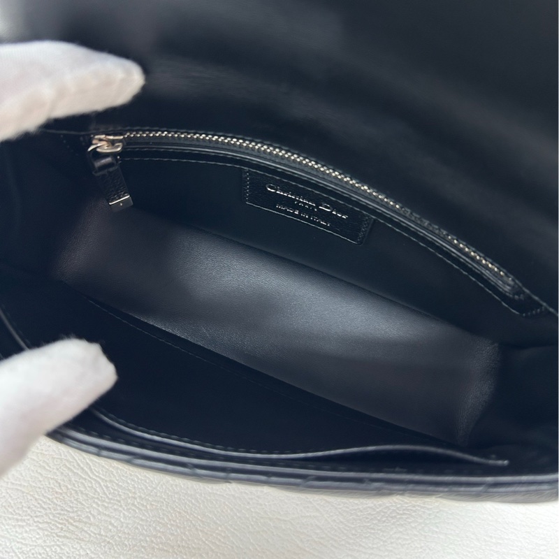 【近新閒置品】迪奧 Dior 黑銀荔面牛皮小號Caro 24年編碼-7