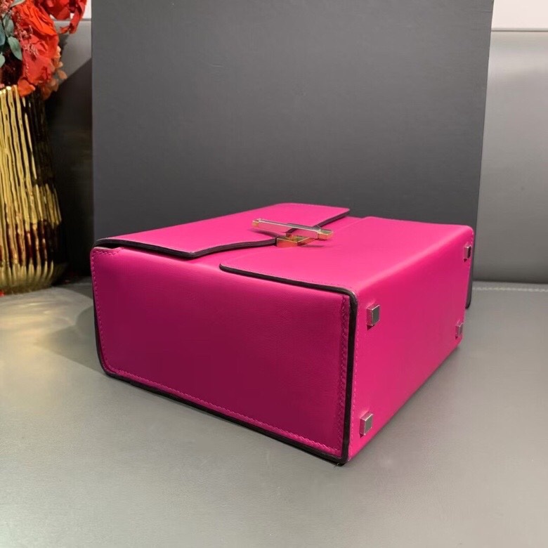 愛馬仕Hermes cinhetic盒子包 手提包玫瑰粉D刻  山羊皮 銀鏈 色彩活潑 尺寸18*17㎝-6