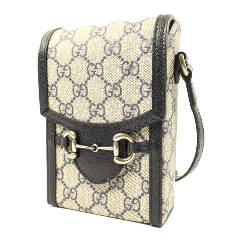 GUCCI 帆布1955 Horsebit銀扣肩背袋-2