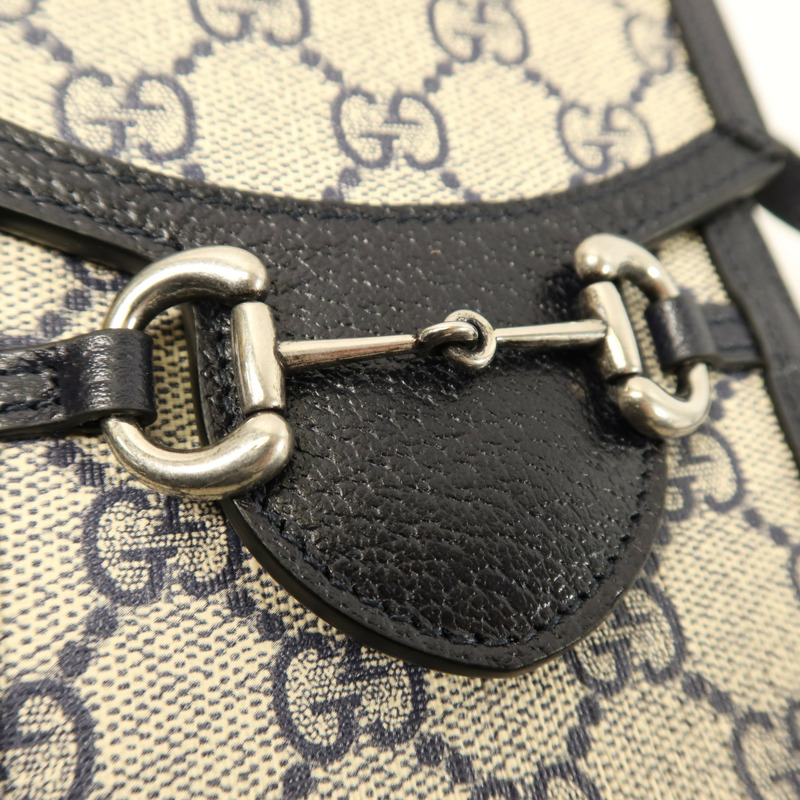 GUCCI 帆布1955 Horsebit銀扣肩背袋-7
