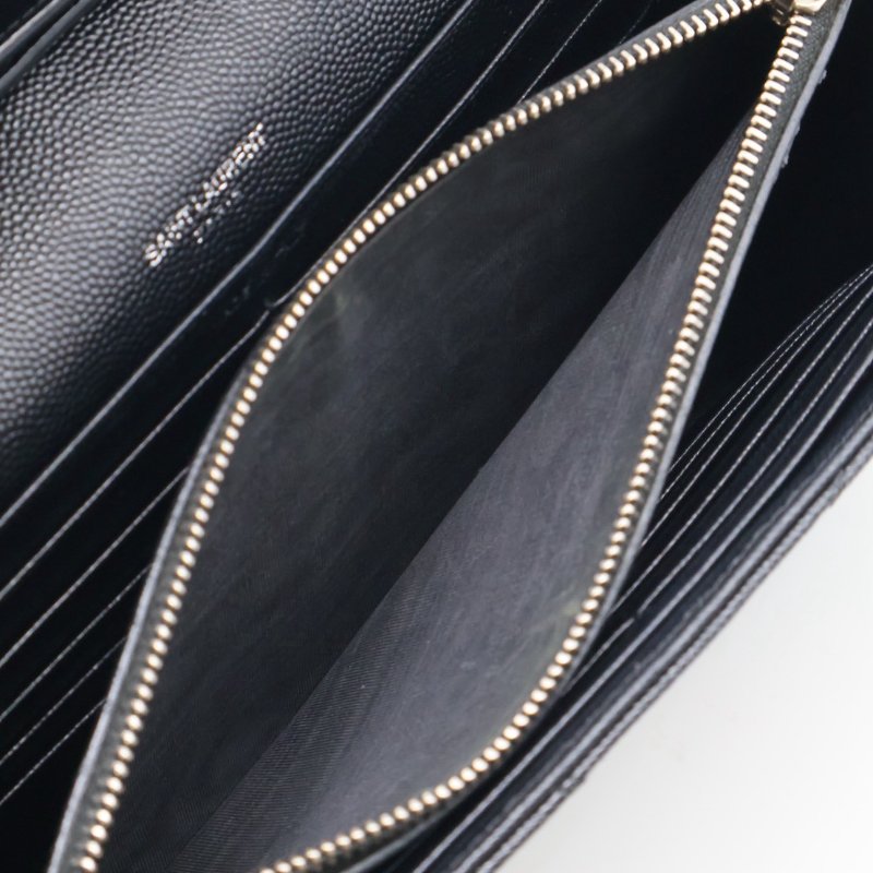 YSL 經典V紋粒面牛皮WOC - 22黑銀-8