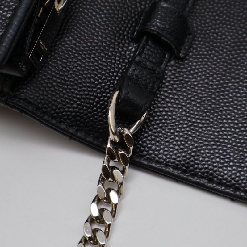 YSL 經典V紋粒面牛皮WOC - 22黑銀-12