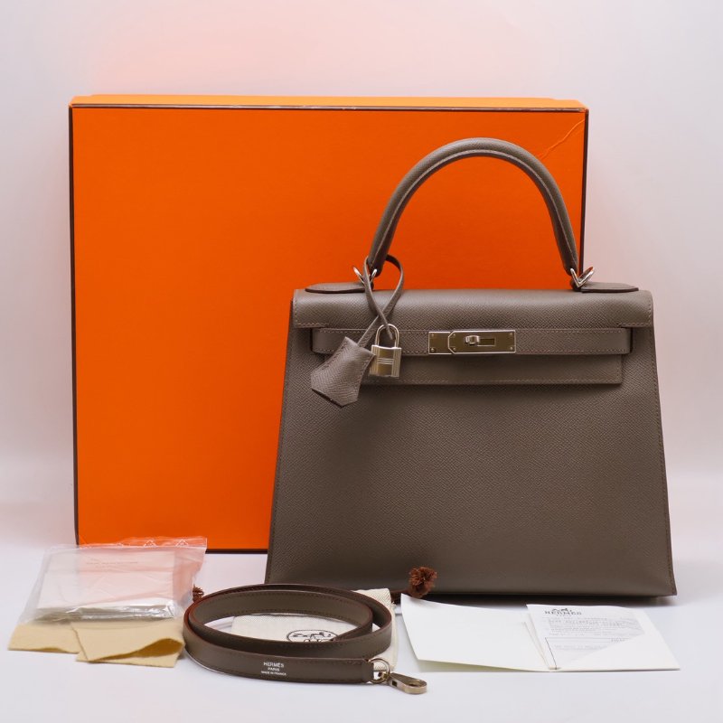 HERMES Kelly 28 - 錫器灰銀 A-20