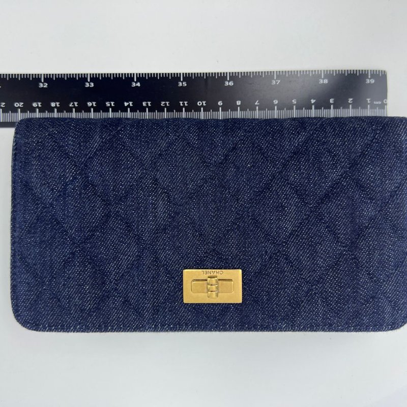 Chanel 牛仔菱格長款拉鍊皮夾-8