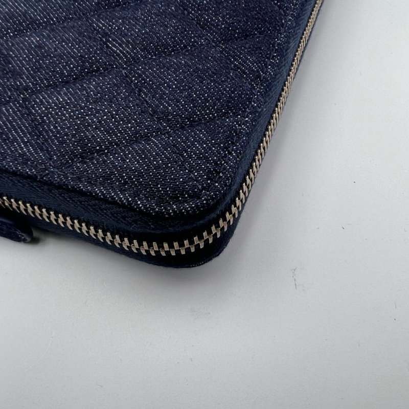 Chanel 牛仔菱格長款拉鍊皮夾-10