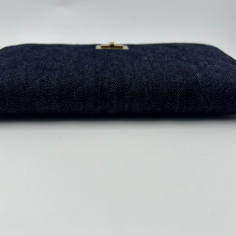 Chanel 牛仔菱格長款拉鍊皮夾-11