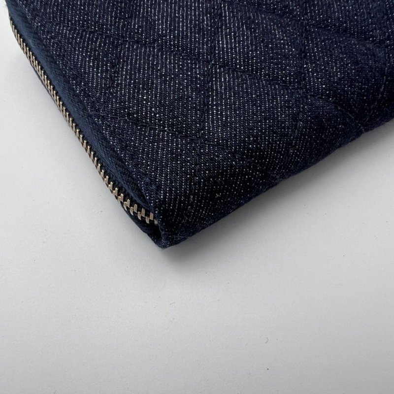 Chanel 牛仔菱格長款拉鍊皮夾-12