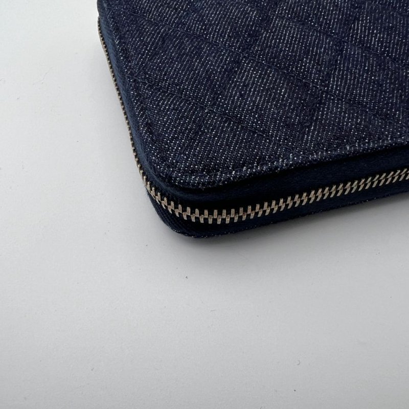 Chanel 牛仔菱格長款拉鍊皮夾-13
