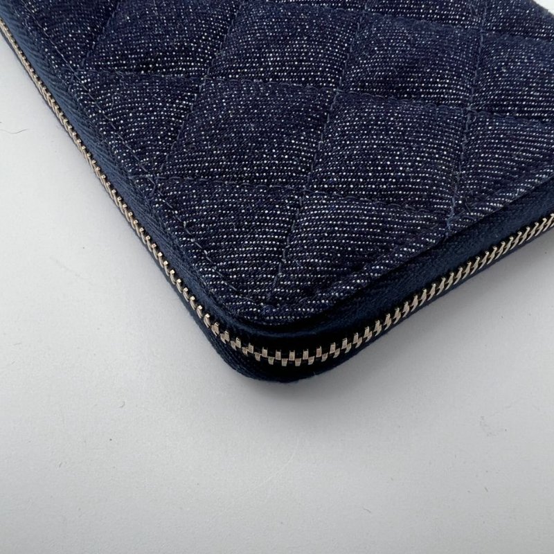Chanel 牛仔菱格長款拉鍊皮夾-14