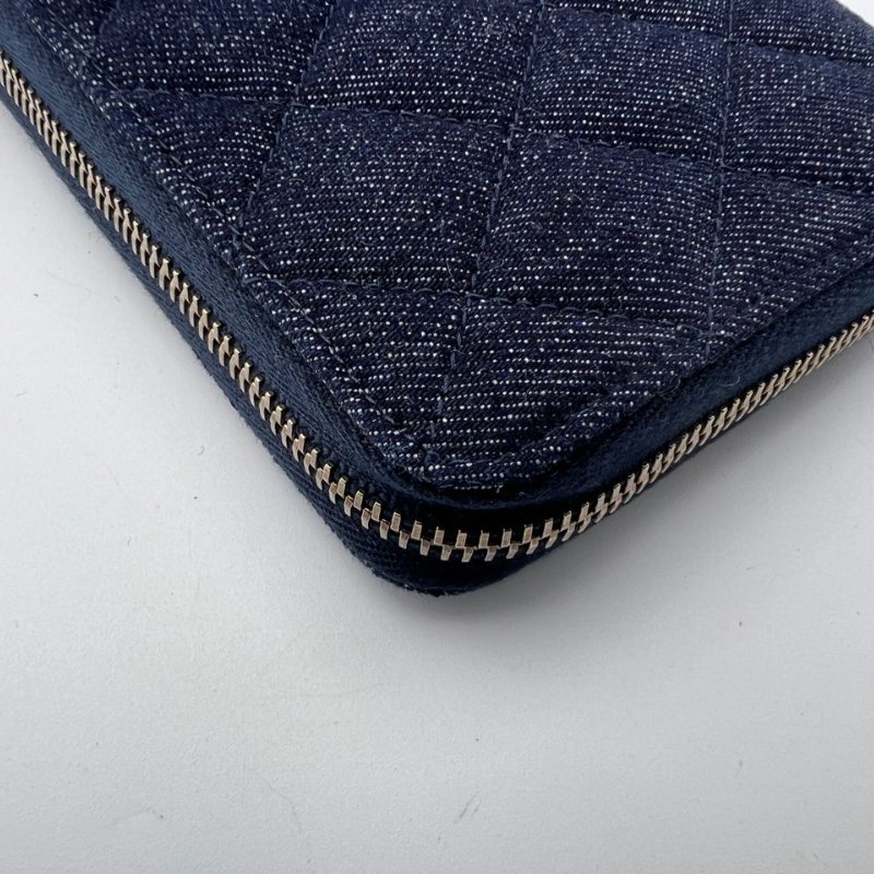 Chanel 牛仔菱格長款拉鍊皮夾-15