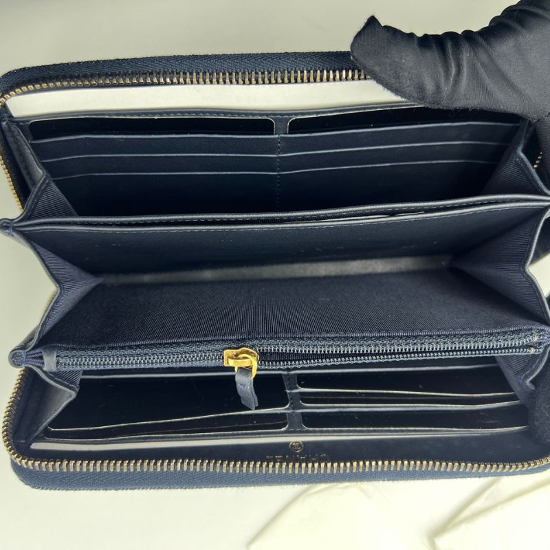 Chanel 牛仔菱格長款拉鍊皮夾-16