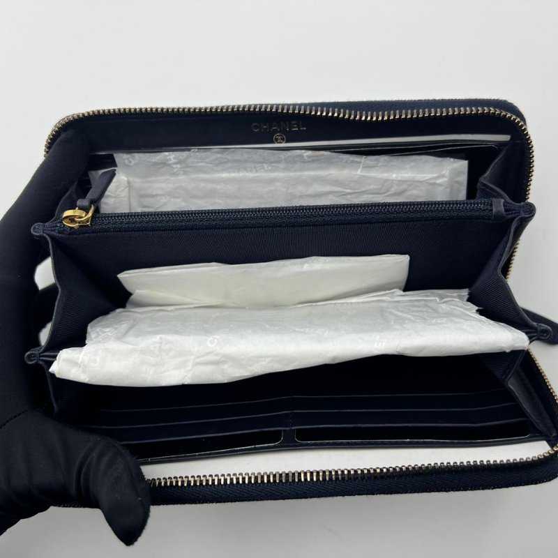 Chanel 牛仔菱格長款拉鍊皮夾-17
