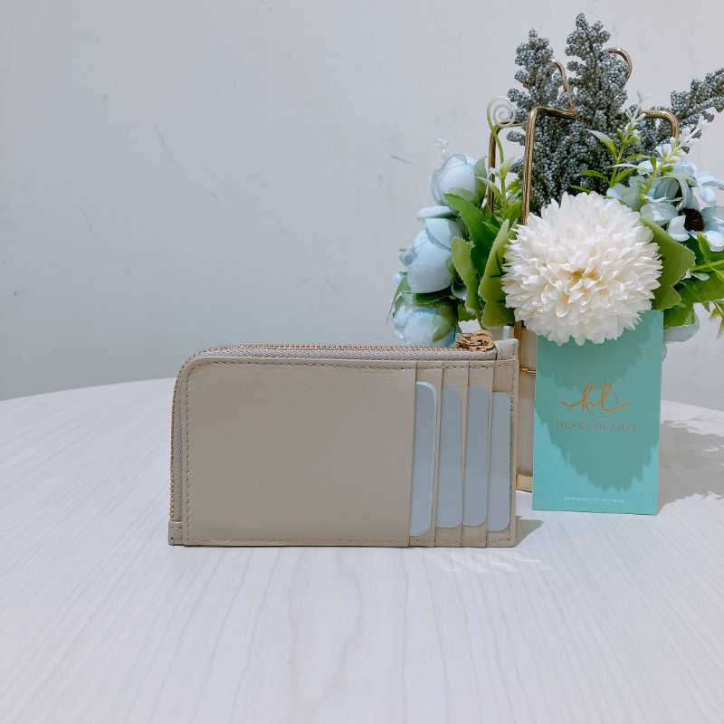 TK1958.  戴妃包 羊皮純色藤格紋 Logo 字母吊飾卡包 Lady Dior Cosmos Zipper Card Holder Lambskin Beige-1