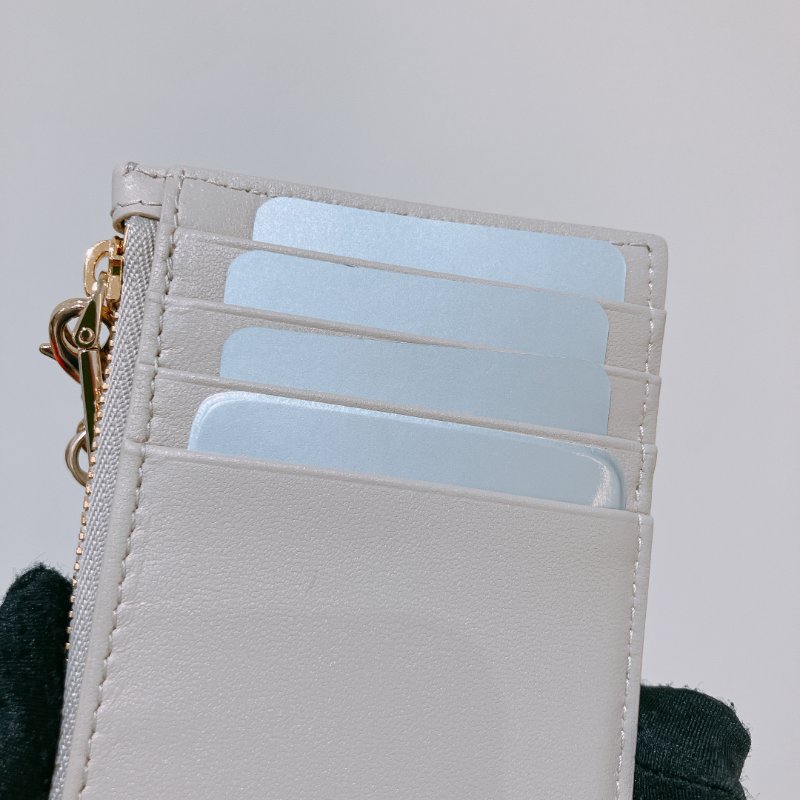 TK1958.  戴妃包 羊皮純色藤格紋 Logo 字母吊飾卡包 Lady Dior Cosmos Zipper Card Holder Lambskin Beige-11