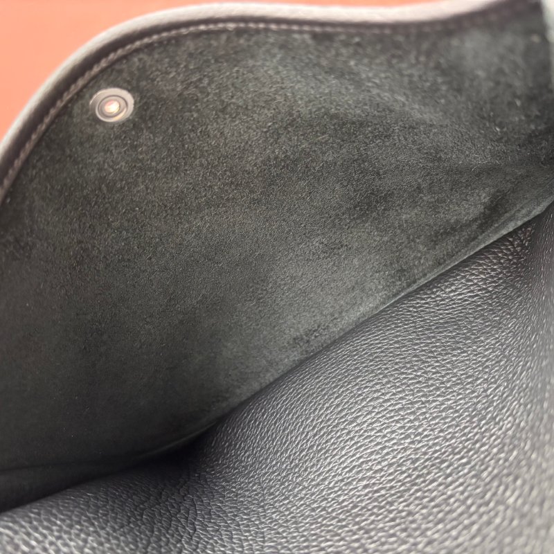 K刻全新::HERMES::Evelyne 29 黑色小牛皮銀釦鏤空洞H LOGO肩背包 斜背包-11