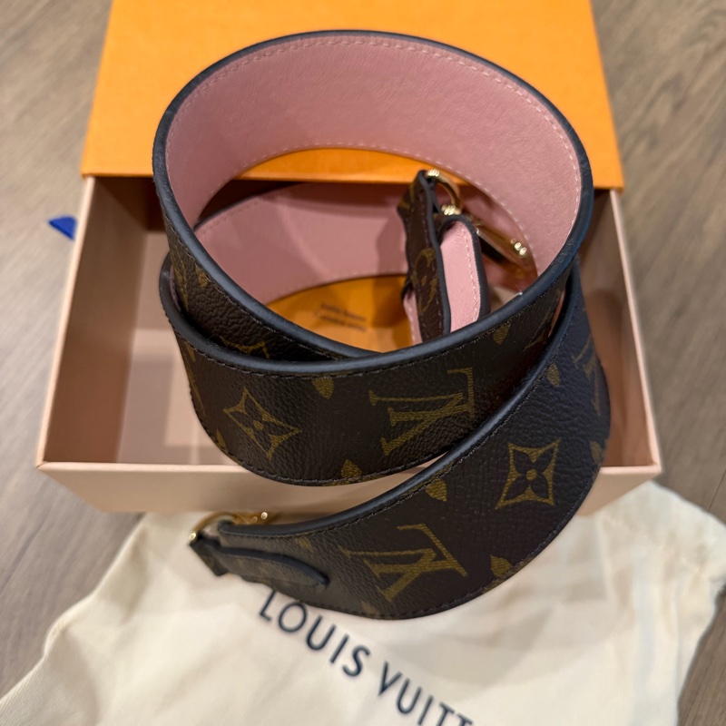 LV 寬背帶 經典 monogram 花紋 粉色 背帶 肩帶-1