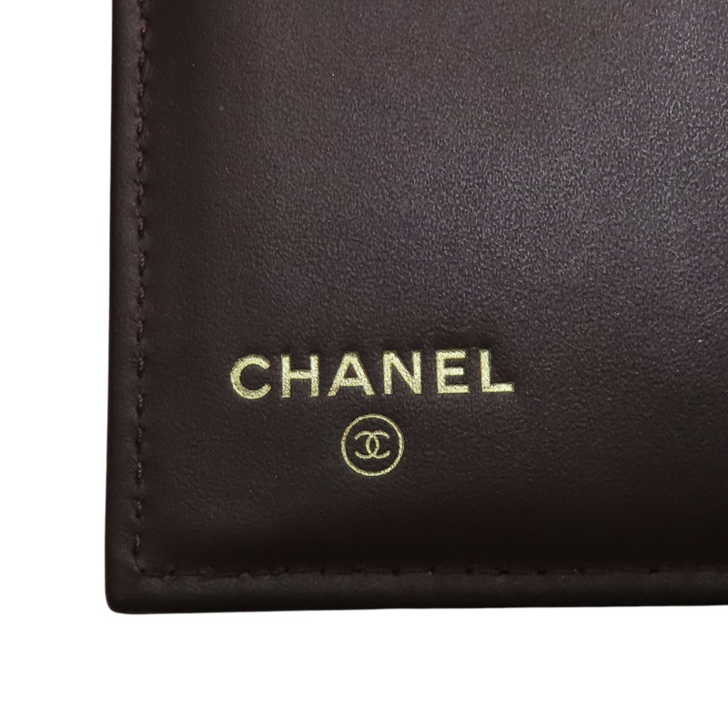 黑色 荔枝紋 牛皮 三折長夾 A80758 (無卡)【CHANEL 香奈兒】 A80758-7