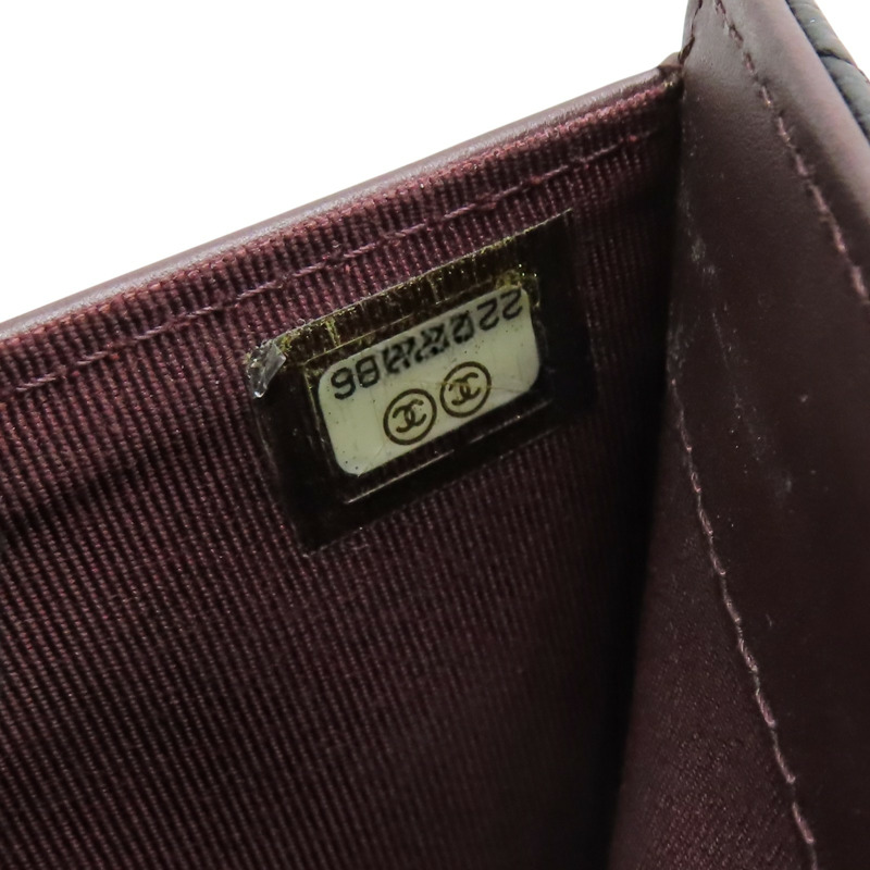 黑色 荔枝紋 牛皮 三折長夾 A80758 (無卡)【CHANEL 香奈兒】 A80758-9