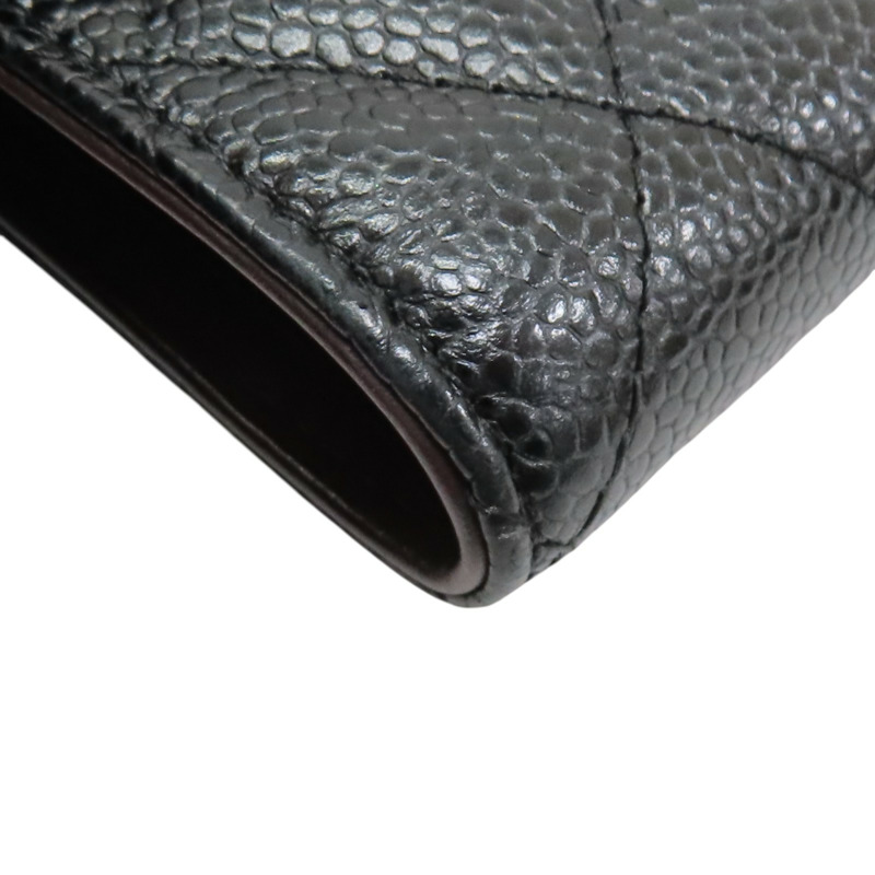 黑色 荔枝紋 牛皮 三折長夾 A80758 (無卡)【CHANEL 香奈兒】 A80758-11