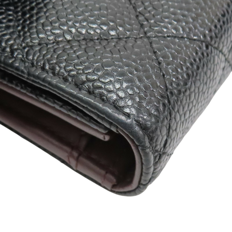 黑色 荔枝紋 牛皮 三折長夾 A80758 (無卡)【CHANEL 香奈兒】 A80758-13