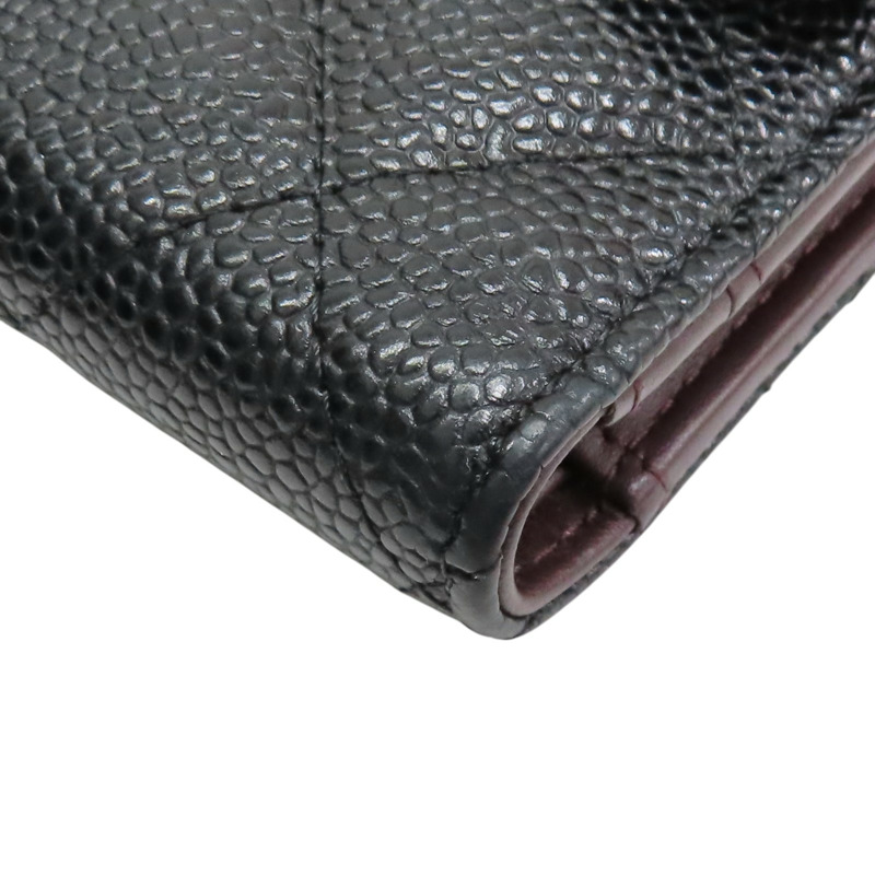 黑色 荔枝紋 牛皮 三折長夾 A80758 (無卡)【CHANEL 香奈兒】 A80758-14