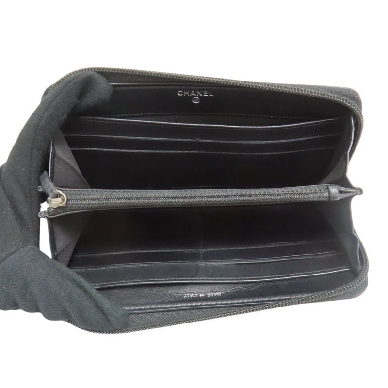 黑色 菱格紋 羊皮 BOY 拉鍊長夾 A80288 (無卡)【CHANEL 香奈兒】 A80288-4