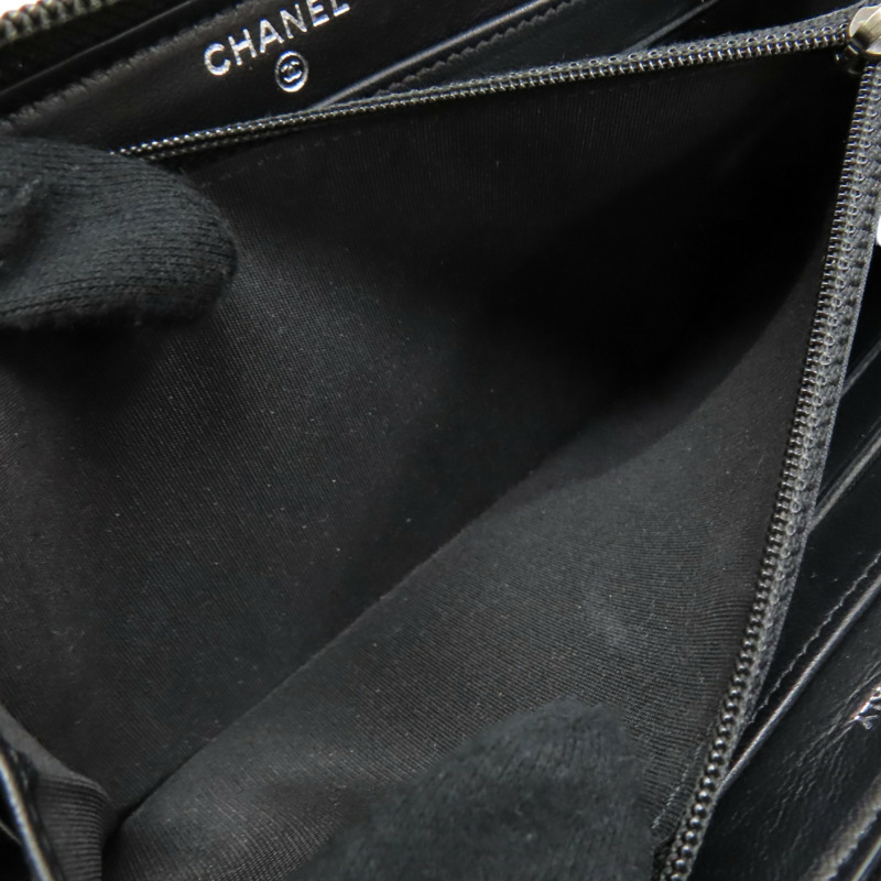 黑色 菱格紋 羊皮 BOY 拉鍊長夾 A80288 (無卡)【CHANEL 香奈兒】 A80288-5