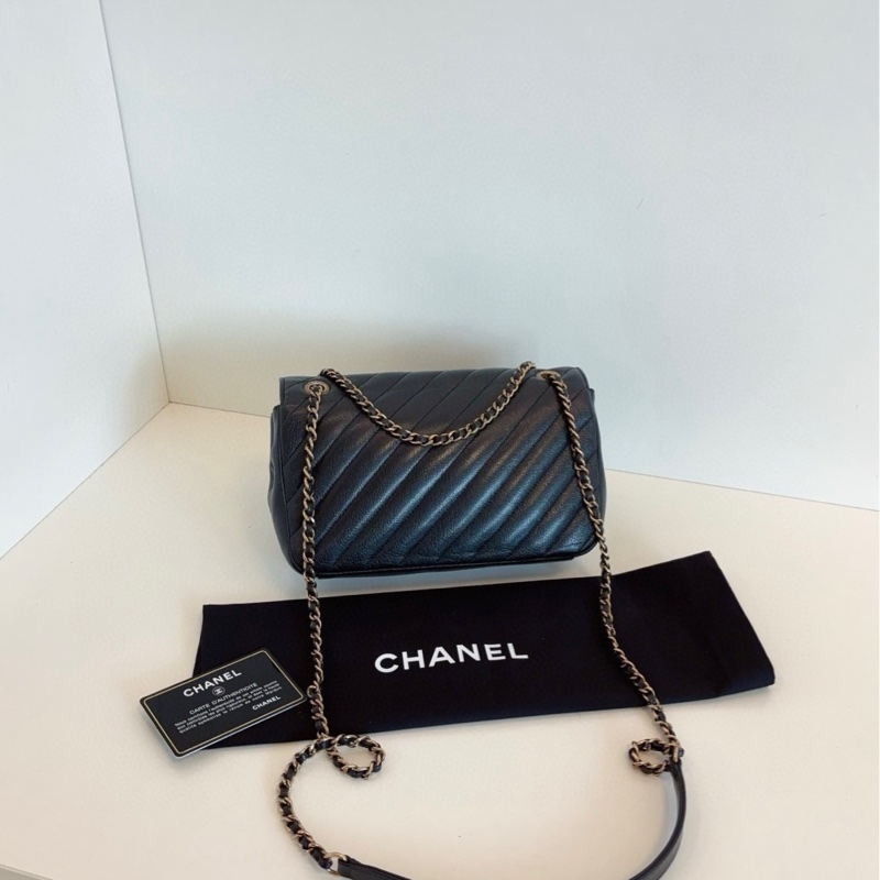 【98新🆕】Chanel 黑金條紋特別款CF大mini鏈條包  斜挎包 單肩包-2