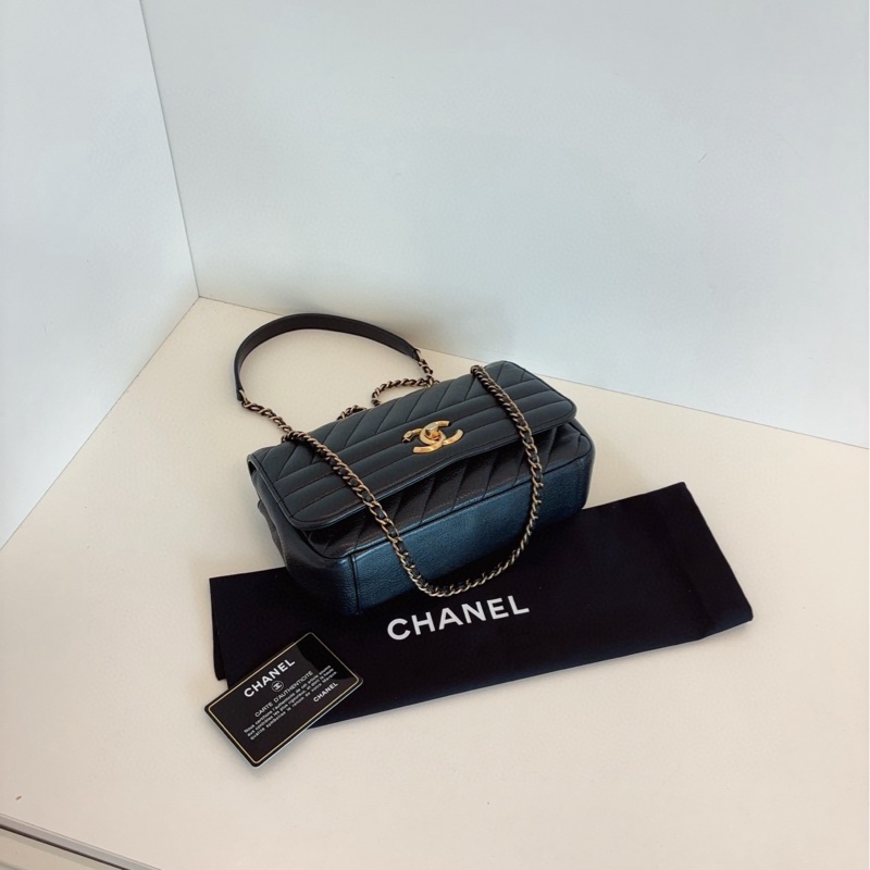 【98新🆕】Chanel 黑金條紋特別款CF大mini鏈條包  斜挎包 單肩包-4