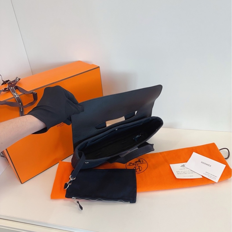 【98新🆕】Hermes valparaiso 黑色蘑菇包🍄black 帆布拼皮 橫版子母手提包-7