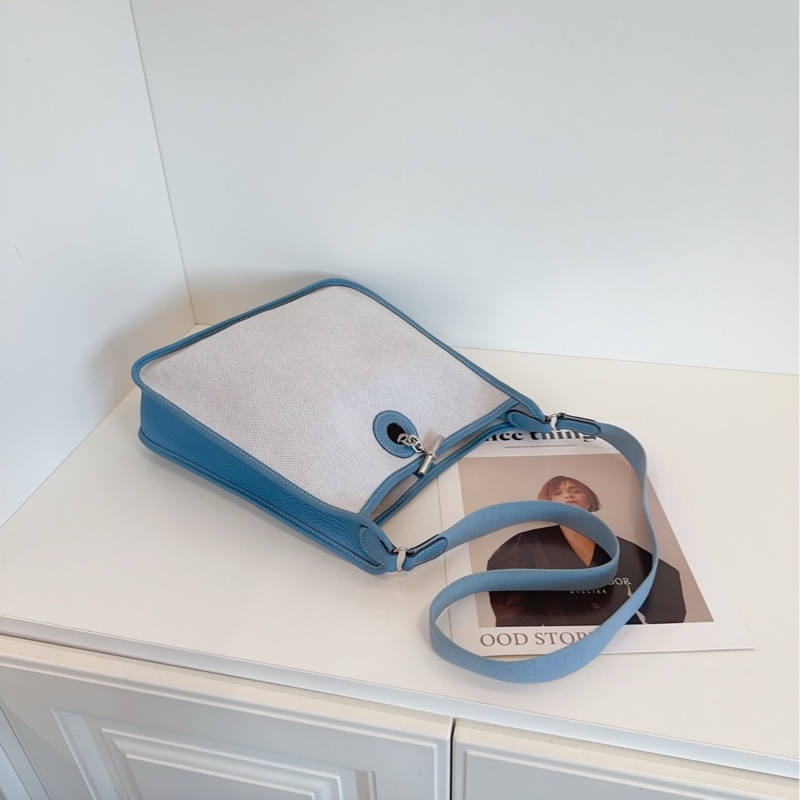 【98新🆕】Hermes vespa 藍色帆布拼皮單肩包 框C-7