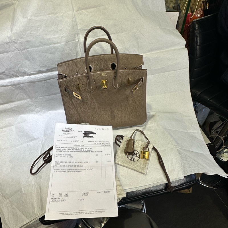 全新全套有原廠正單 Hermes Birkin 25cm Etube 金扣牛皮 Togo 手袋-4