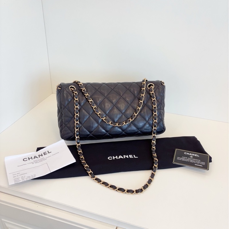 【98+新🆕】Chanel 黑金滾邊鏈條CF Jumbo雙鏈小機場 單肩包-2