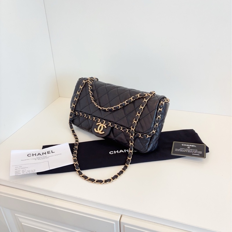 【98+新🆕】Chanel 黑金滾邊鏈條CF Jumbo雙鏈小機場 單肩包-6
