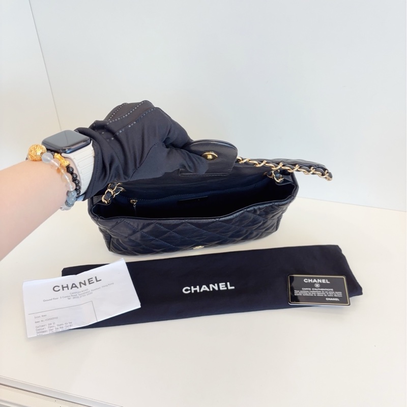 【98+新🆕】Chanel 黑金滾邊鏈條CF Jumbo雙鏈小機場 單肩包-7