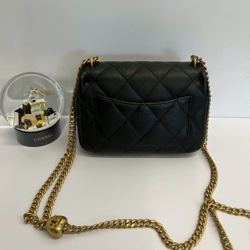 Chanel 愛心調節釦 20公分 黑金荔枝牛 晶片款-1