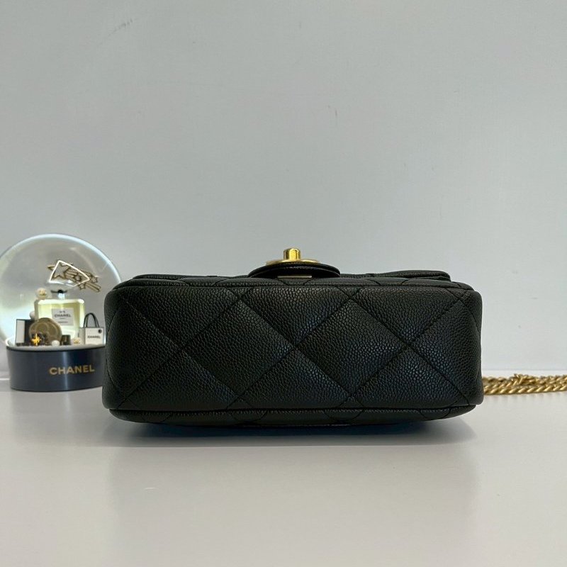 Chanel 愛心調節釦 20公分 黑金荔枝牛 晶片款-4