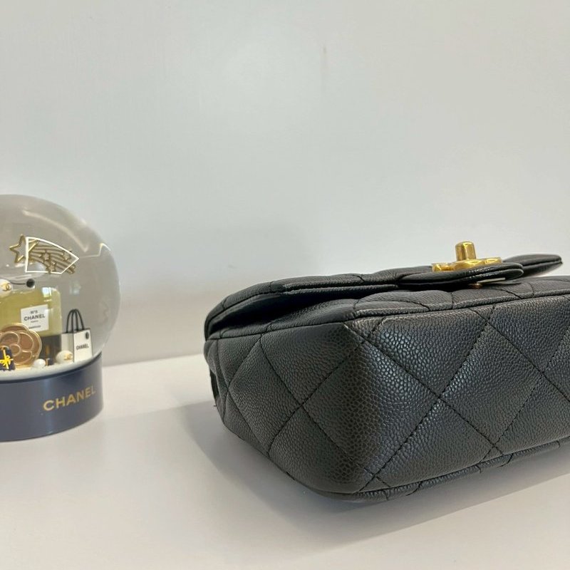 Chanel 愛心調節釦 20公分 黑金荔枝牛 晶片款-5