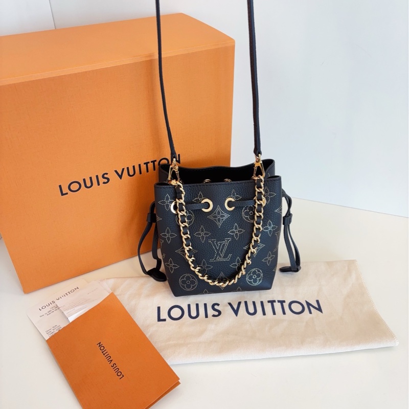 【閒置全套🆕】LV Bella Pico黑金月光女神 迷你抽繩水桶包手提包 斜挎包 單肩包-7