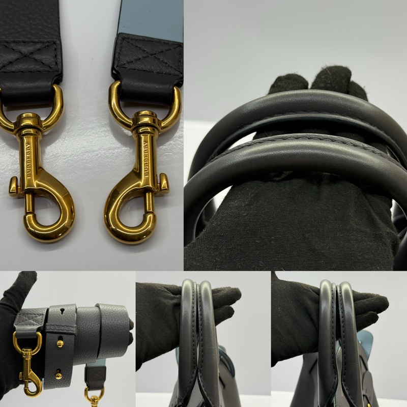 BURBERRY 巴寶莉 灰色牛皮手提肩背2way包 BICOLOR-6