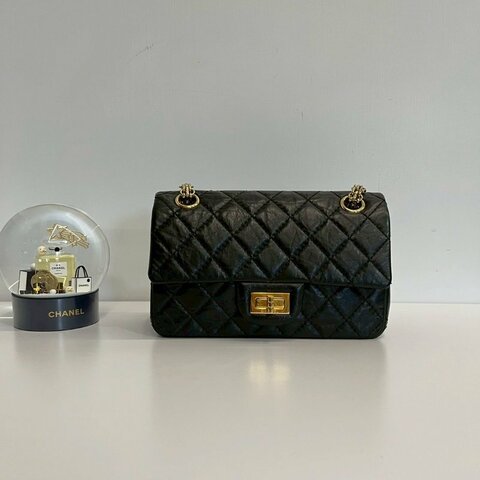 Chanel 2.55 mini 黑金 牛皮