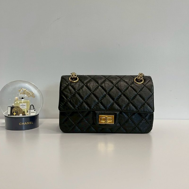 Chanel 2.55 mini 黑金 牛皮-0
