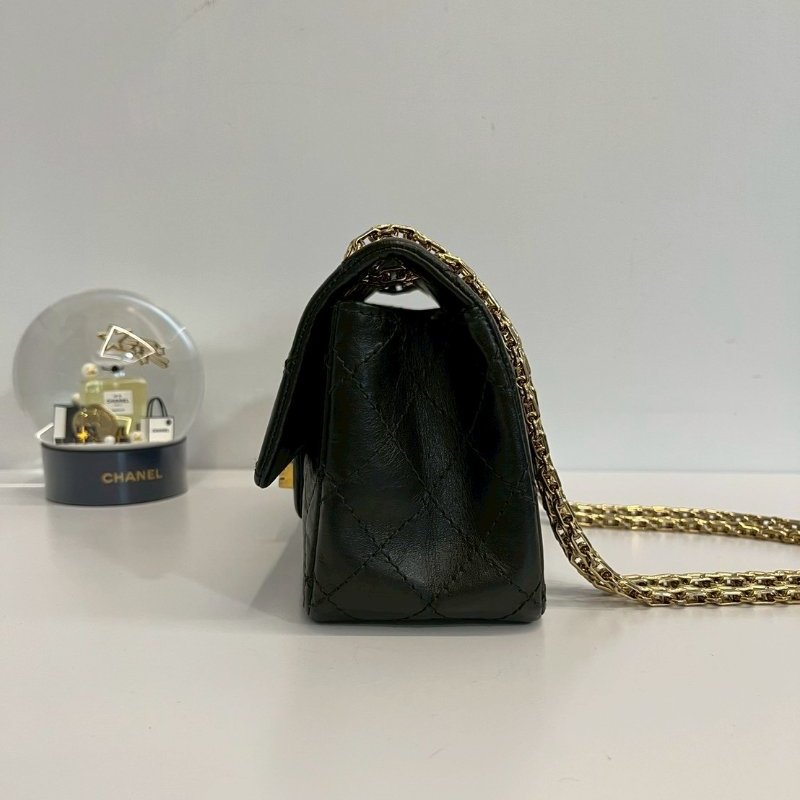 Chanel 2.55 mini 黑金 牛皮-4