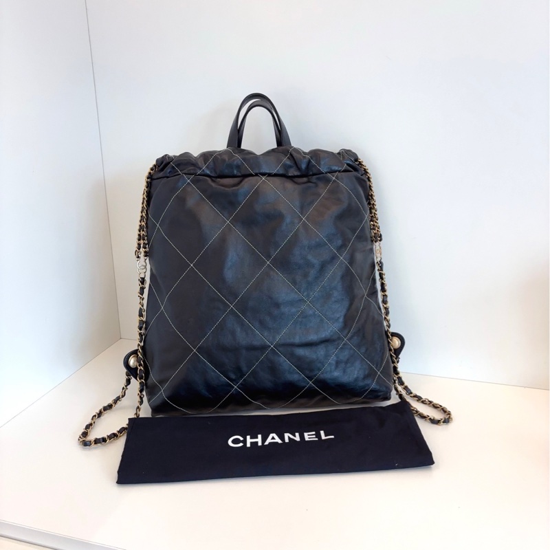 【99新🆕】Chanel黑金22Bag雙肩包 白線外縫菱格-1