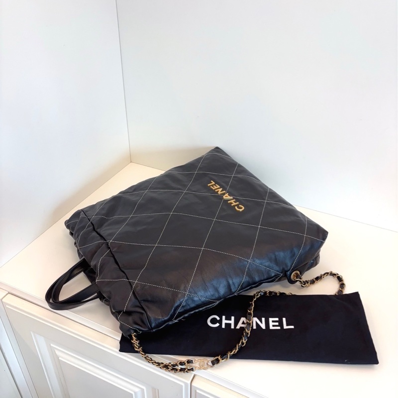 【99新🆕】Chanel黑金22Bag雙肩包 白線外縫菱格-4