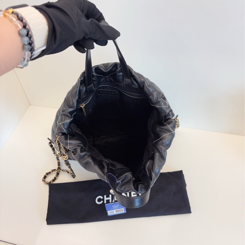 【99新🆕】Chanel黑金22Bag雙肩包 白線外縫菱格-6